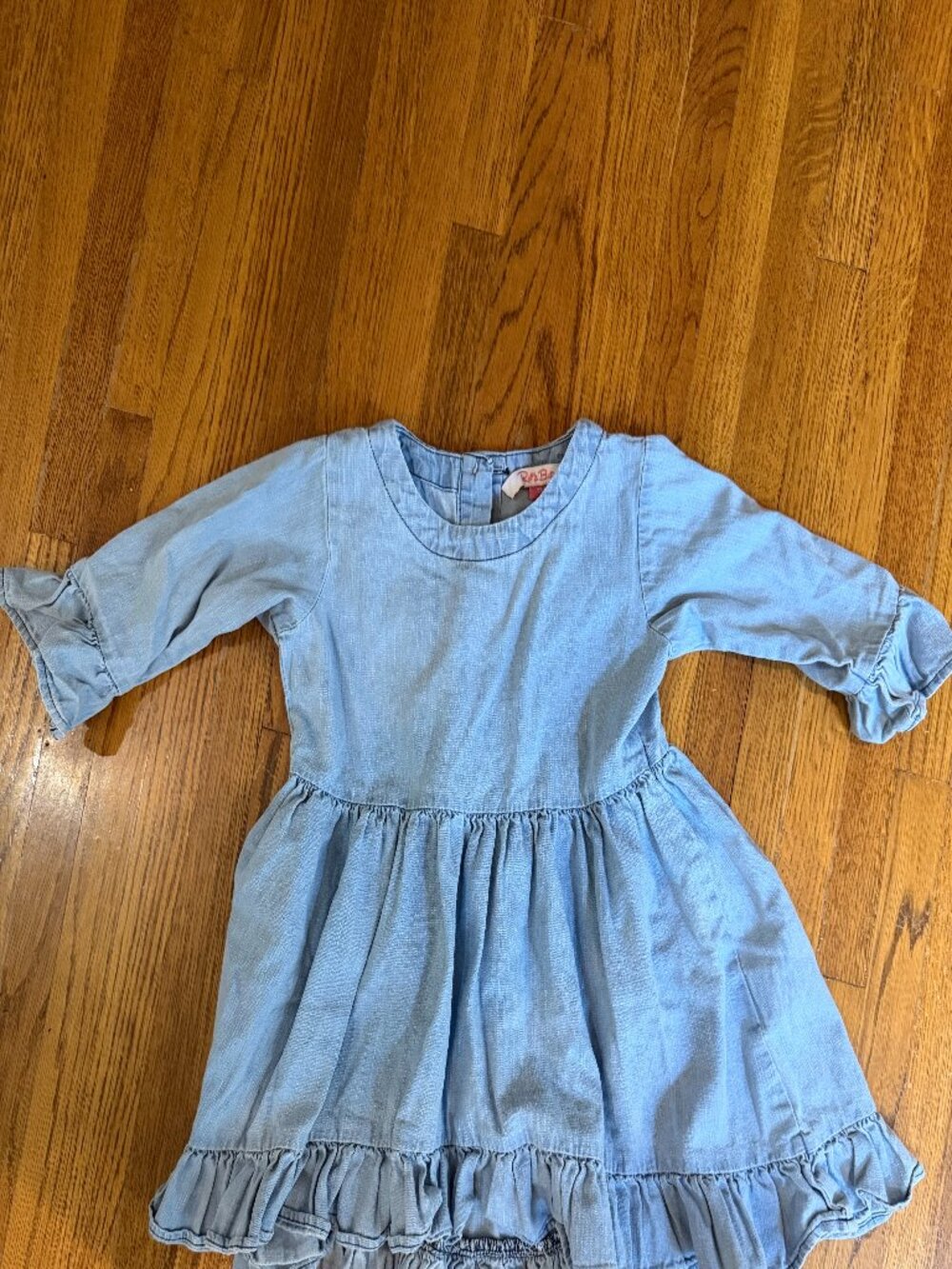 RuffleButts Chambray Ruffle Dress Girls 3T